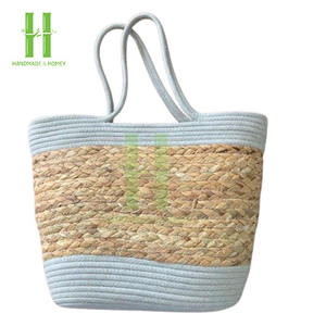 HNH <b>Craft</b> Boho Seagrass Storage Basket Customizable OEM Designs Rectangle Shape <b>Eye</b>-Catching Tote Handbag - Product Image 2