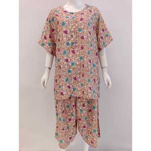 Costume femmes décontracté été nuisette pyjamas ensemble-taille Jumbo couleur unie à manches courtes pantalon rayonne taille élastique doux Style Simple - Product Image 1