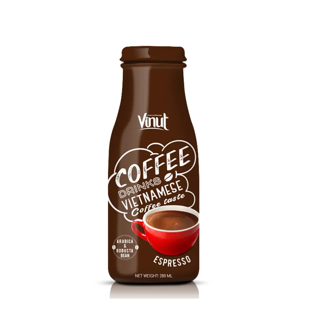 280ml Glasflasche Vinut Kaffee getränk Espresso verteilung Softdrink Private Label Getränk Kein Zucker hinzugefügt Großhandel ODM O.