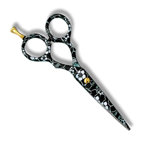 Fleur Papier Enduit Or Repose-doigt Cheveux Ciseaux Salon De Beauté Lame Droite Ciseaux De Coiffeur avec Poignée En Acier Inoxydable - Product Image 3