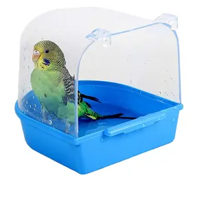 Gabbia per uccelli bagno pappagallo scatola da bagno accessori accessori appesi vasca da bagno per piccoli animali domestici uccelli canari budini Cockatiel Lovebird