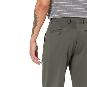Pantalón de vestir para hombre plano frontal recto ajuste perfecto algodón/poliéster liso teñido con servicio OEM - Product Image 6