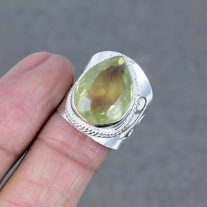 Joyería Bohemia chapada en plata de latón de la mejor calidad, diseño de pedido personalizado, anillo en forma de pera, anillos finos de piedras preciosas de topacio limón Natural - Product Image 1