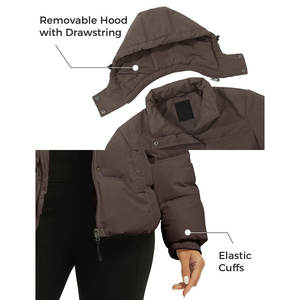 Veste d'hiver respirante en tricot personnalisée pour femmes coupe-vent chaud avec fermeture éclair et capuche - Product Image 4