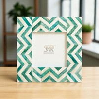 Cadre photo en résine verte avec motif en chevrons, fait à la main, décoratif, pour table, mur, décoration de la maison