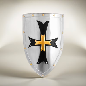 Calvin Handicraft's Medieval Armor Black Metal Knight Shield Arm Cross Design Decor Heater Shield Novedad Regalo - Product Image 5