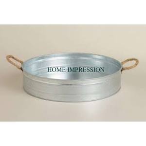 Bandeja decorativa de forma redonda de Metal galvanizado con asa de cuerda Bandeja de aperitivos seguros para alimentos Mejor para el hogar Hotel y compradores comerciales - Product Image 5