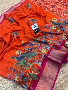 Sari Banarasi de Georgette para Mujer, Elegante y Moderno, con Bordado Completo en Zari y un Pallu Rico - Product Image 3