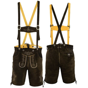 Prince Industry Men's High Street Style German Bavarian Lederhosen Custom Mid Waist Shorts Ropa tradicional de buena calidad - Product Image 5