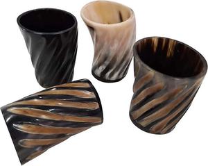 Authentic Buffalo Horn Chalice Smooth Finish Polished <b>Glass</b> Carved Nautical Music Style Handicraft Home use by luxury crafts - Product Image 3