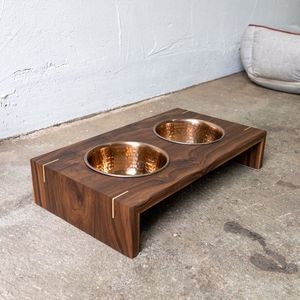 Meilleures ventes de bols et de mangeoires pour animaux de compagnie par incrustation en acier inoxydable et en bois de noyer est conçu sur mesure pour les chiens et les chats en gros - Product Image 2