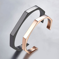 Bracelet de manchette classique en acier inoxydable pour hommes en zircon hexagone taille princesse en gros pour la gravure au laser cadeau pour les occasions de fête