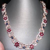 Collier de luxe en argent sterling 925 massif avec pierres MOISSANITE de 14mm finition rhodium chaîne à maillons cubains testeur de diamants PASSES