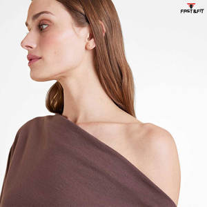 Haute qualité pas cher prix 100% coton personnalisé tenue décontracté femmes hors épaule t-shirts fabriqué au Pakistan - Product Image 5