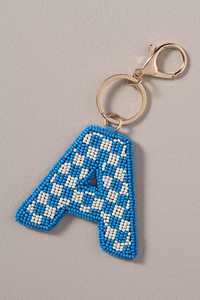 Llavero de Metal Dorado con Letra Z Bordada con Cuentas de Semillas Personalizado, Diseño de Cuadros de Coral Menta, Estilo Boutique, Oferta Especial - Product Image 5