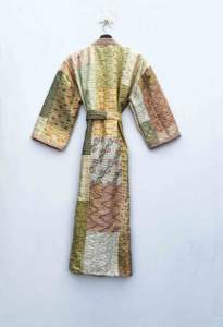 Elegant Boho Gift Quirky Silk Kantha Cotton <b>Long</b> Length Patchwork Reversible <b>Kimono</b> Jacket Unisex <b>Robes</b> Handmade Casual Dresses - Product Image 5