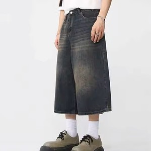 Retournement rapide hommes Denim court dernier style respirant vente chaude anti-rides durable trucs Denim court Unique couleur noire - Product Image 5