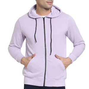 Custom Lavender Full Zip <b>Hoodie</b> <b>Men's</b> 400gsm Cotton Fleece Jacket Light <b>Purple</b> Zipper Hoody Streetwear Sweatshirt Manufacturer - Product Image 1