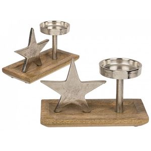 Decorative Design <b>Tealight</b> Candle Holder Custom Shape Best Selling with Star Design Wooden Base Christmas Decor - Product Image 6