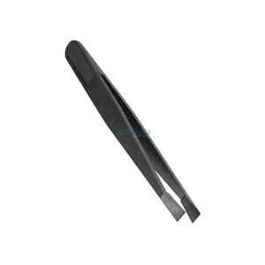 Pinzas para cejas inclinadas recubiertas de polvo negro para depilarse, pinzas para depilación con asas cómodas - Product Image 3
