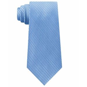 Cravatta Classica da Uomo Michael Kors in Raso Blu Cielo con Motivo a Righe e Stampa Floreale Jacquard, 100% Seta, Taglia Unica, Confezione Regalo - Product Image 1