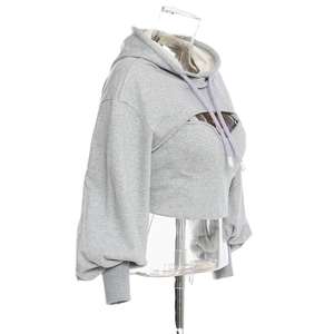 Sweat-shirts à capuche personnalisés de haute qualité pour femmes, streetwear, logo sur le devant, coupe courte, 100% coton, vêtements d'hiver - Product Image 3