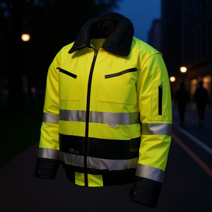 High-Visibility Yellow/<b>Grey</b> Pilot <b>Jacket</b> From PREVENT for Fitness Safety - Product Image 3