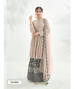 现代时装设计师印度巴基斯坦草坪亚麻棉乔其纱新设计旁遮普风格印度传统服饰