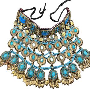 Collier de fête pour femmes, perles en cuivre faites à la main, style ethnique tribal bohème vintage, tradition afghane - Product Image 1