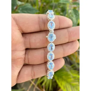 Pulsera de tenis de plata 925 con topacio azul, accesorio de joyería de moda - Product Image 4