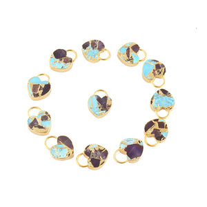 Pendentif à serrure en forme de cœur, personnalisé, en cuivre, turquoise, plaqué or, pour la fabrication de bijoux, outil de fourniture de breloques diy - Product Image 3