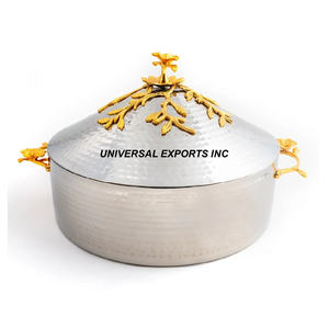 Stainless Steel Leather Finished Hotpot Mew Arrival Handmade Designer Casserole High Quality Fancy New Metal <b>Food</b> <b>Warmer</b> - Product Image 2