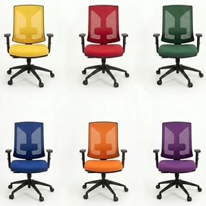 Chaise de bureau moderne en maille avec accoudoirs réglables, base pivotante, design ergonomique, dossier ouvert, style contemporain pour usage professionnel - Product Image 4