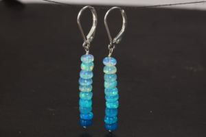 Boucles d'oreilles en argent sterling 925 perlées avec opale Paraiba pierre de naissance pour femmes bijoux fins pour cadeau de mariage d'anniversaire de fête - Product Image 4