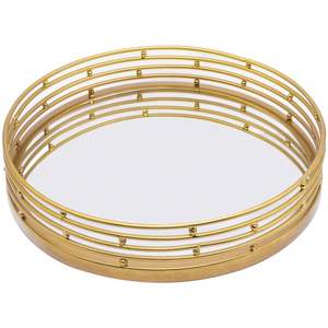 ถาดกระจกและโลหะทำด้วยมือพร้อมอุปกรณ์ตกแต่งแบบโบราณเหมาะสำหรับวางกลางโต๊ะ - Product Image 3