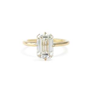 Majestic Emerald Cut <b>Diamond</b> <b>Ring</b> Setting 3 Ct D-F VVS1-VS2 Lab Grown <b>Diamond</b> In 14K And 18K Yellow Gold For Engagement Party - Product Image 1