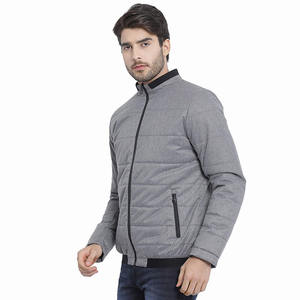 Veste matelassée d'hiver de haute qualité pour homme, col montant gris, vêtements de rue enduits à l'avant avec deux poches - Product Image 3