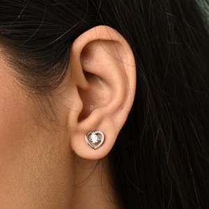 NOVAMART Fine Rose Gold Diamond Heart <b>Stud</b> <b>Earrings</b> for Women & <b>Girls</b>-Trendy Premium 925 Sterling Silver Wholesale Export - Product Image 4