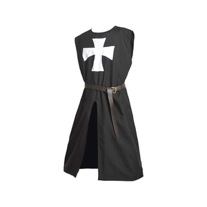 Tunique de Chevalier Hospitalier Noire Médiévale, Surchemise de Chevalier Templier, Taille M - Product Image 4
