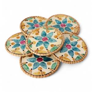 Commande en gros de sous-verres en nacre avec bord en rotin naturel pour la restauration, la vaisselle et la décoration intérieure - Product Image 5