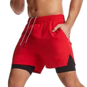 Pantalones cortos para correr de la mejor calidad Hombres 2 en 1 Pantalones cortos deportivos de secado rápido de doble capa 2 en 1 - Product Image 2