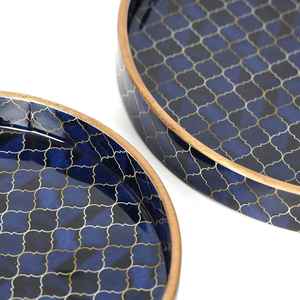 Bandeja de madera para servir con esmalte impreso MDF, bandeja de comida de diseño redondo para uso doméstico, bandeja decorativa de madera para condimentos - Product Image 4