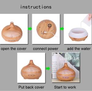 500ml Wood Grain Ultrasonic Aroma <b>Diffuser</b> with Cut-Out Design Remote Control Adjustable Mist <b>LED</b> Lights - Product Image 6