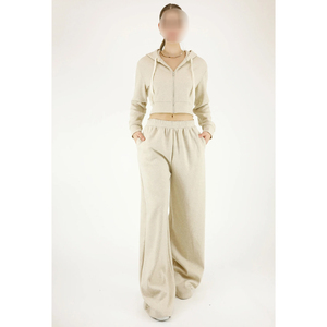 Women Premium <b>Zip</b> <b>Up</b> Cropped Classic <b>Hoodie</b> With Pant, Activity Workout Outdoor Ladies Gym Crop Tracksuits - Product Image 4