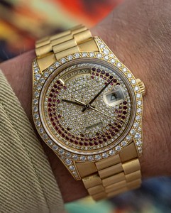 Relojes de Lujo Unisex con Diamantes de Imitación, Chapados en Oro de 14K, Estilo Hiphop Personalizado, Resistentes al Agua - Product Image 1