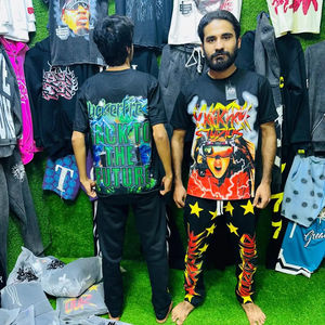 Camisetas de algodón 100% para hombre, Top corto con estampado de secado rápido DTF, Color negro cómodo con cuello redondo y mangas cortas, ropa de talla grande - Product Image 1