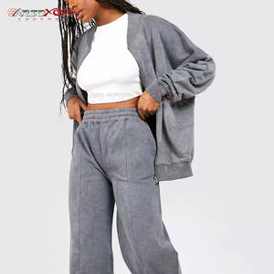 ชุดกีฬาผู้หญิงซักกรดมีกระดุมข้อมือเสื้อและกระเป๋าจิงโจ้มีฮู้ดกางเกงวิ่งเอวสูง - Product Image 5