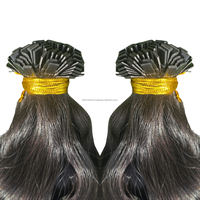 Extensiones de Cabello Indonesio Pre-Adheridas con Punta I, de Lujo, de Primera Calidad, con Queratina, Punta Plana, 100% Cabello Humano Virgen Remy, Cutícula Alineada, 8"-30"