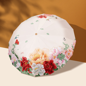 Paraguas Plegable Manual Personalizado de 16 Varillas, Resistente al Viento, Estilo Clásico, Material de Pongee Estampado para Viajes - Product Image 4