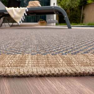 Tapis d'extérieur réversible lavable bleu 5200B - Tapis de voyage moderne en polypropylène - Product Image 5